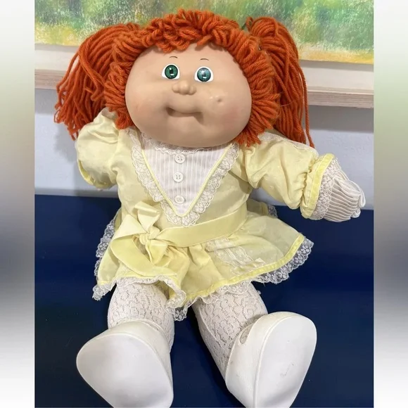 Cabbage Patch Kids Doll Twins Red Yarn Hair Green Eyes Dimple 1985 Vintage 80s